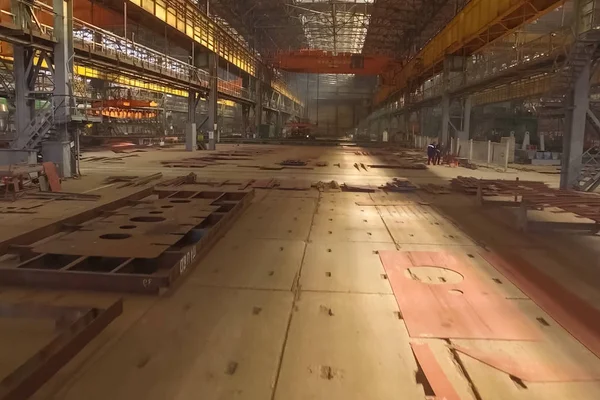 Shipbuilding Plant Internal Welding Workshop Erection Metal Structures Plant Novorossiysk — Stock Photo, Image