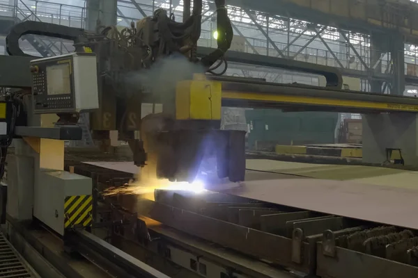 Novorossiysk Rusland Mei 2018 Automatische Laserlasmachine Scheepswerf Scheepsbouw Interne Laswerkplaats — Stockfoto