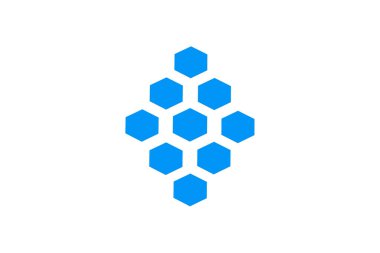 Mavi Decahedron. beyaz zemin üzerinde mavi geometrik figür.