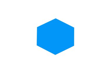 Mavi Decahedron. beyaz zemin üzerinde mavi geometrik figür.