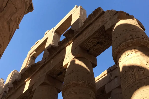 Buildings and columns of ancient Egyptian megaliths. Ancient ruins of Egyptian buildings