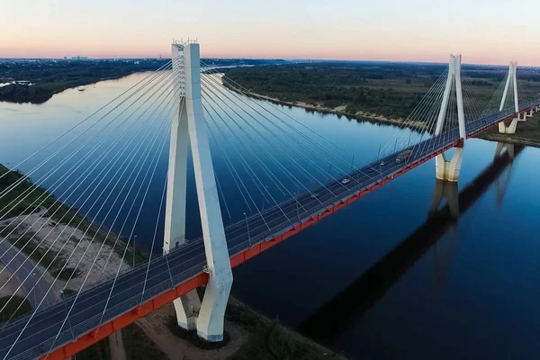 Beau Pont Sur Rivière Pont Sur Les Câbles Est Route — Photo