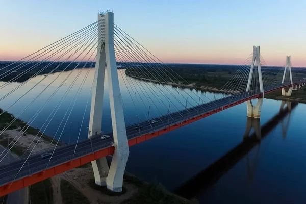 Beau Pont Sur Rivière Pont Sur Les Câbles Est Route — Photo