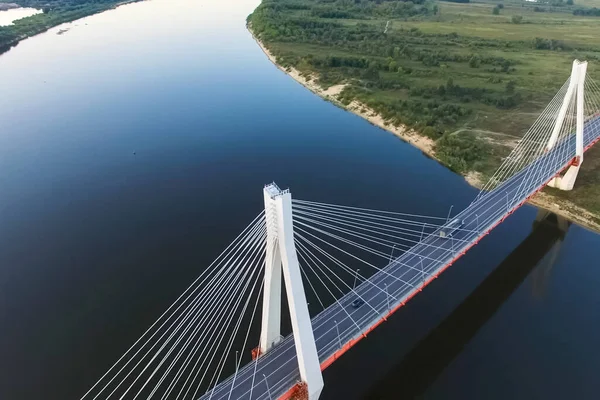 Beau Pont Sur Rivière Pont Sur Les Câbles Est Route — Photo