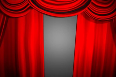 Sahnede tiyatro perdesi ve ışıklandırma. Tiyatronun perdesinin görüntüsü.