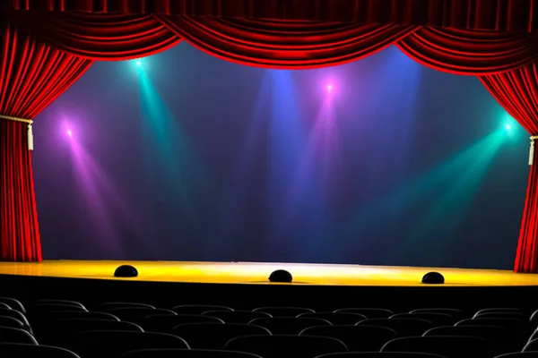 Divadelní Opona Osvětlení Jevišti Ilustrace Opony Divadle — Stock fotografie