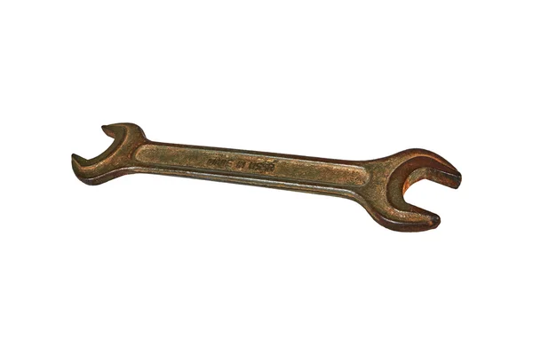 Old wrench on white — Stock Photo, Image