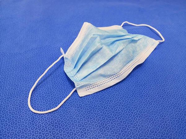 Nahaufnahme Bild Der Blauen Medizinischen Chirurgenmaske — Stockfoto