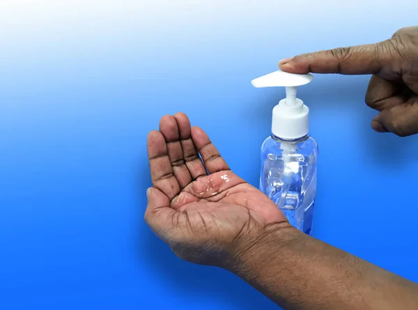 Closeup Image Applying Hand Sanitizer Gel Hand — Stock Photo, Image