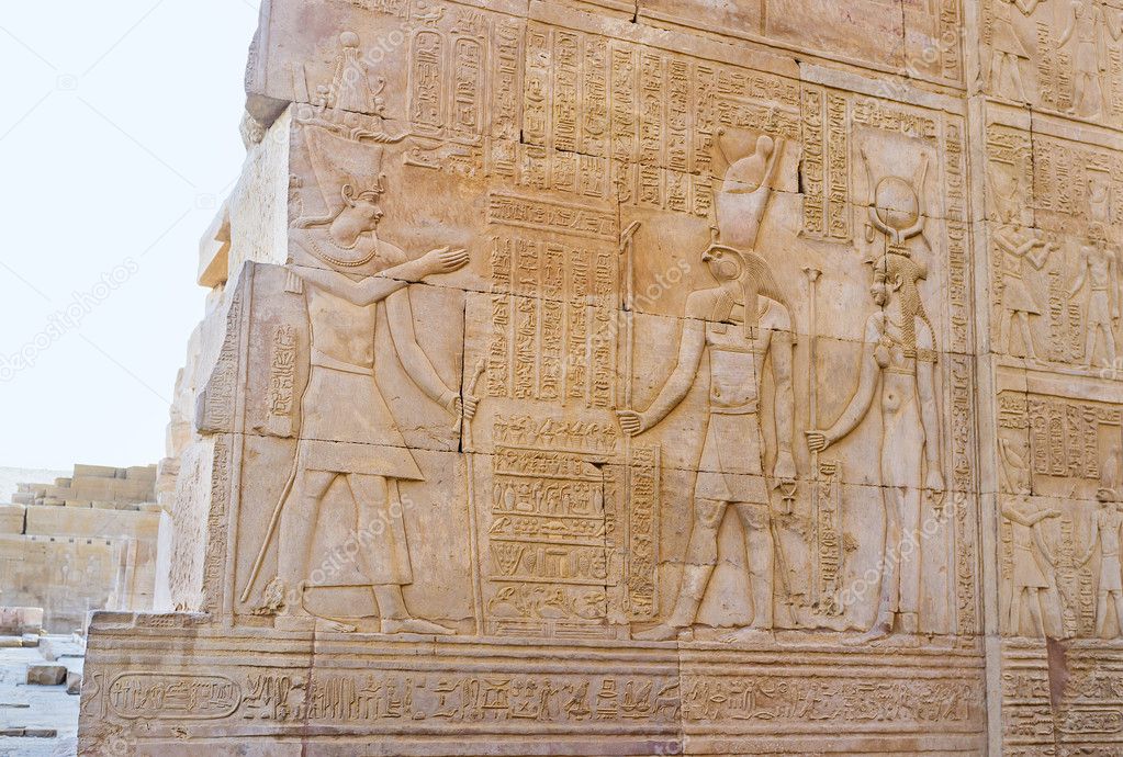 The relief with Horus in Kom Ombo Temple