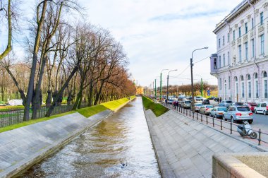 The narrow Swan Canal in St Petersburg clipart