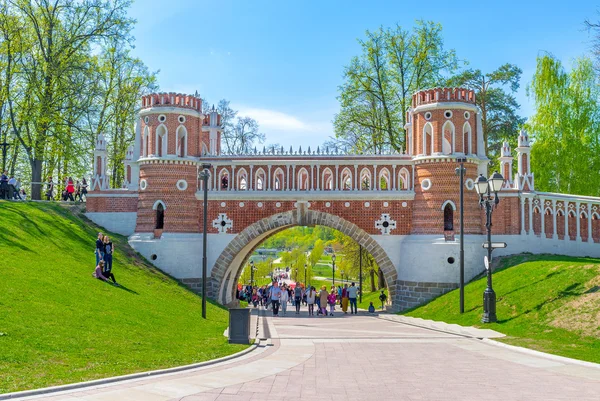The arched pass through the Shaped Bridge in Tsaritsyno — Stock fotografie