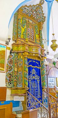 Ahşap Tevrat yay çizecek şekilde Safed sinagoga Ari