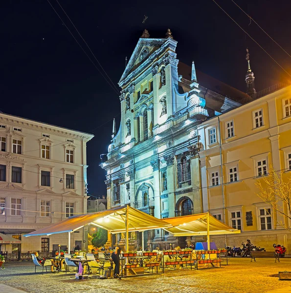 Cafe w old church — Zdjęcie stockowe