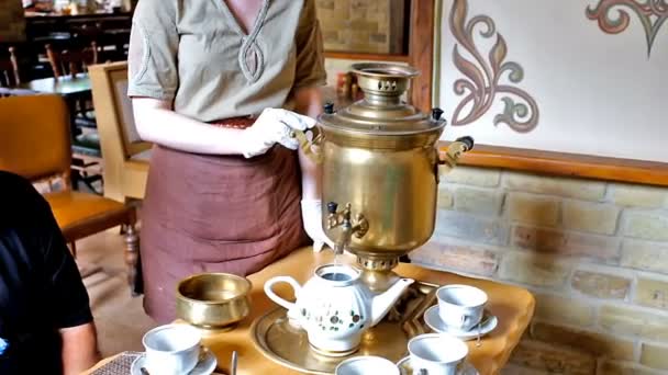 Ceremonia tradicional del té ruso — Vídeo de stock