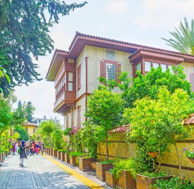 Yeşil bir sokakta konak 