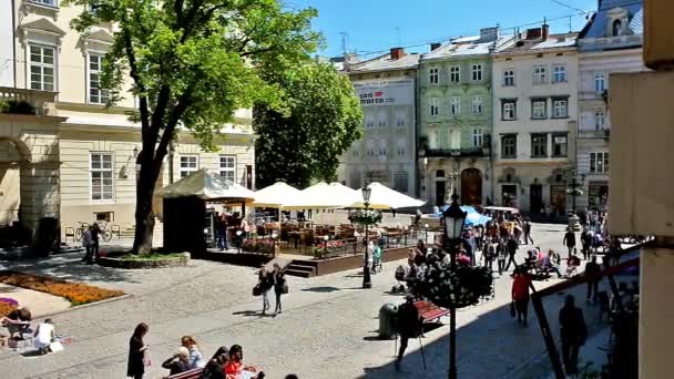 Centro de la ciudad de Lvov, Ucrania — Vídeo de stock