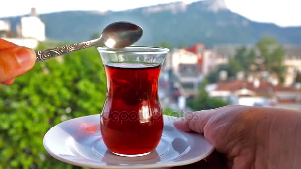 Black turkish tea — Stock Video