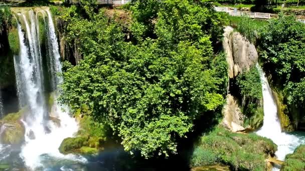 Beautiful waterfall in Antalya — Stock Video