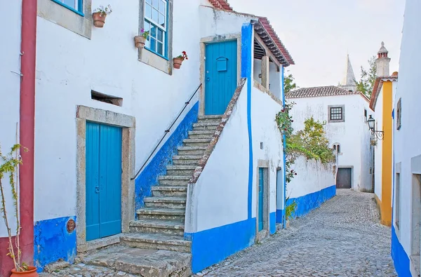 Obidos blanco y azul —  Fotos de Stock