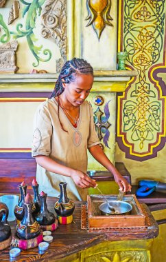 Kahve fasulye Ethiopean töreni için kavurma