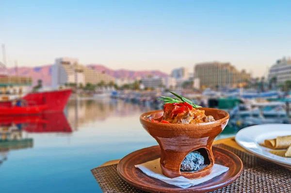 La cena a Eilat marina — Foto Stock