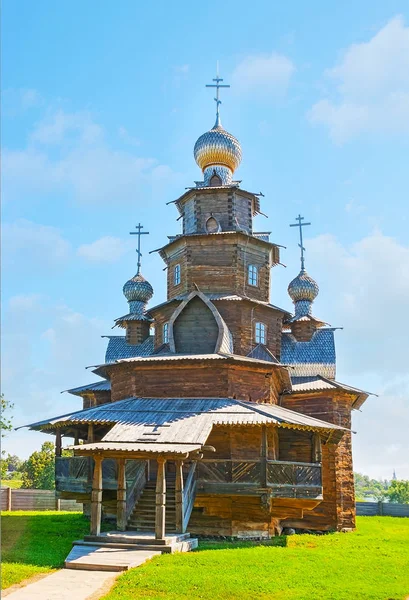 Η ρωσική ξύλινη εκκλησία στο Μουσείο Suzdal — Φωτογραφία Αρχείου