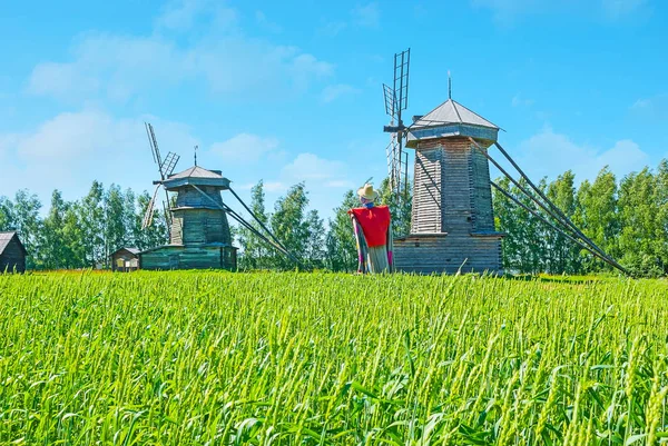 Os moinhos de vento em Suzdal Museu de arquitetura de madeira — Fotografia de Stock