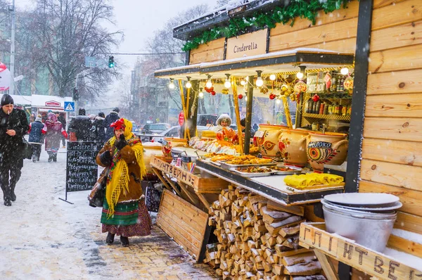 Zimní pouliční trh — Stock fotografie
