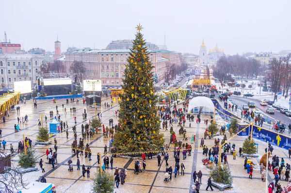 The main city Christmas Tree in the middle of St Sophia Square