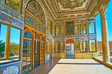 Qavam House, Şiraz, Iran ayna veranda