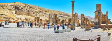 The crowded site of Persepolis, Iran clipart