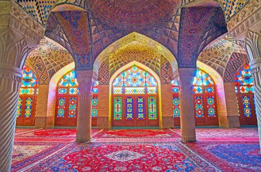 Interior of Nasir Ol-Molk mosque, Shiraz, Iran clipart