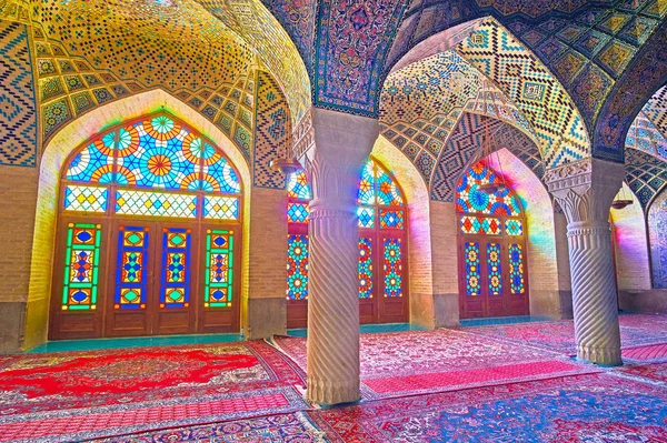 Stained glass windows in Mosque of Shiraz, Iran — Stock Photo, Image