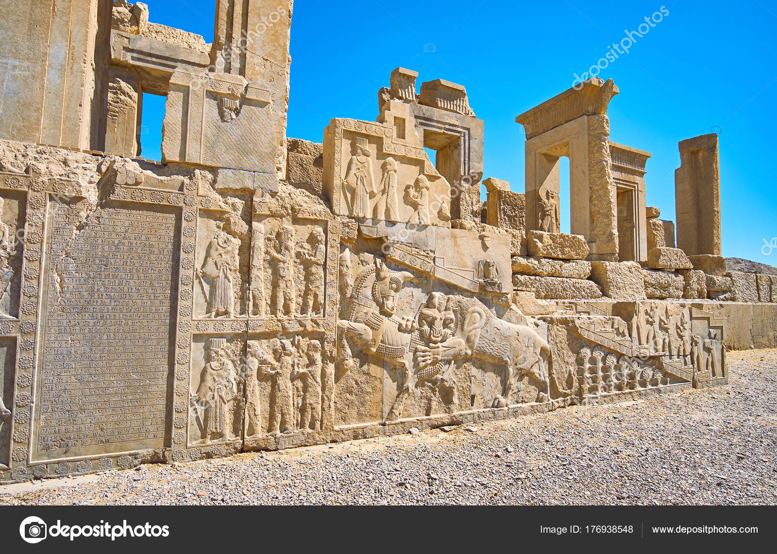 Masterpiece reliefs of Tachara, Persepolis, Iran Stock Photo by