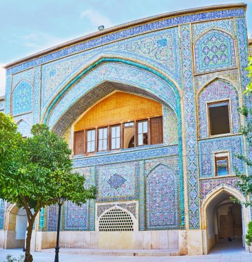 Panorama Madraseh döşenmiş Portal-siz Khan, Şiraz, Iran.