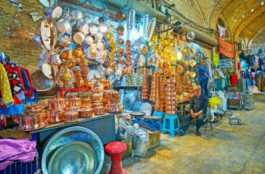 Shiraz çarşı, İran'ın bakır Dükkanı
