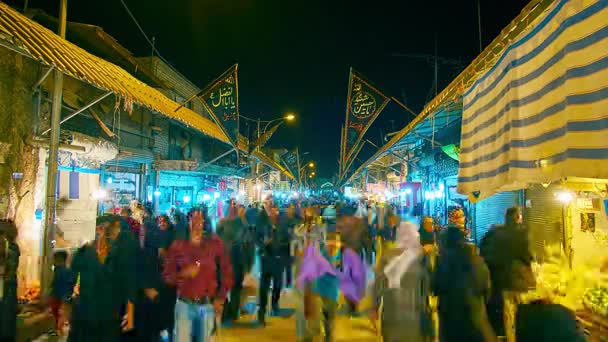 Kerman Irán Octubre 2017 Noche Ocupada Bazar Ganjali Khan Mercado — Vídeos de Stock