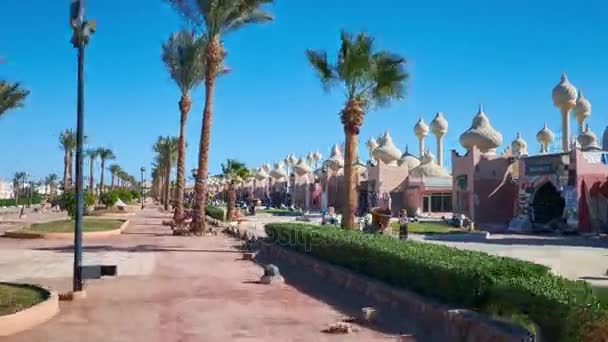 Sharm Sheikh Egypte December 2017 Wandeling Langs Het Park Grenzend — Stockvideo