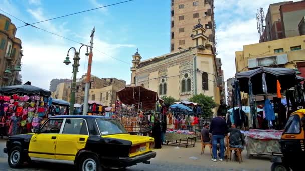 Αλεξάνδρεια Αίγυπτος Δεκεμβρίου 2017 Αγορά Πάγκους Κατά Μήκος Του Δρόμου — Αρχείο Βίντεο