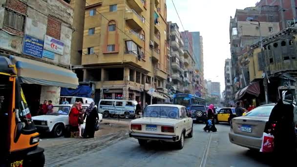 Alexandrie Egypte Décembre 2017 Trafic Chaotique Piétons Sur Avenue Karmouz — Video