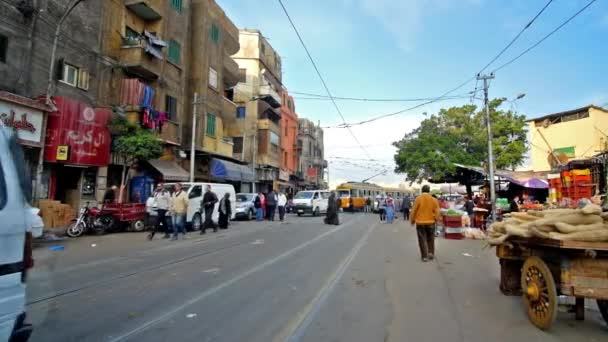 Alexandria Egypt December 2017 Busy Sharif Avenue Selalu Penuh Dengan — Stok Video