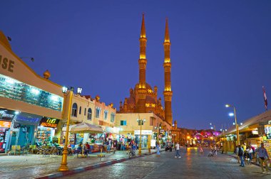 Akşam içinde eski çarşı, Sharm El Sheikh, Mısır
