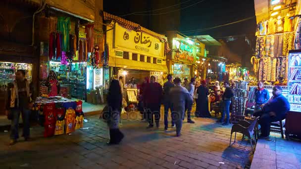 Cairo Egypt December 2017 Khan Khalili Bazaar Especially Interesting Evening — Stock Video