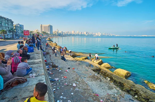 La pesca en Alejandría, Egipto — Foto de Stock