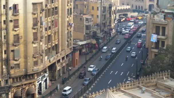 Κάιρο Αίγυπτος Δεκεμβρίου 2017 Αεροφωτογραφία Της Λεωφόρου Azhar Τεμπέλης Πρωινή — Αρχείο Βίντεο