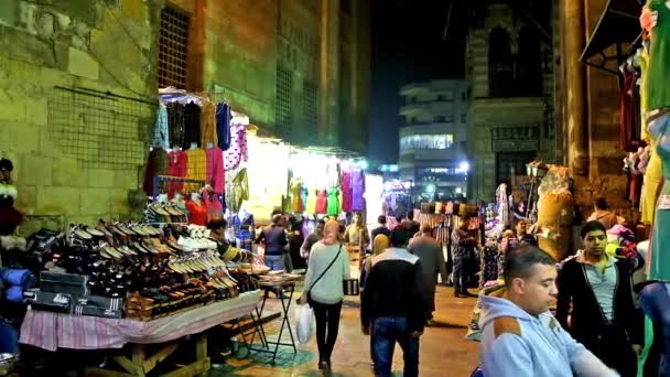Kairo Egypten December 2017 Kvällen Muizz Gatan Går Genom Komplexet — Stockvideo