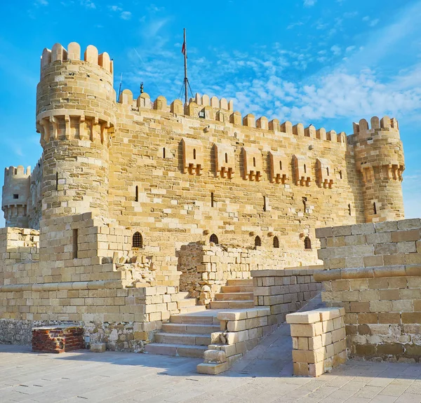 Las torres del castillo de Qaitbay, Alejandría, Egipto — Foto de Stock