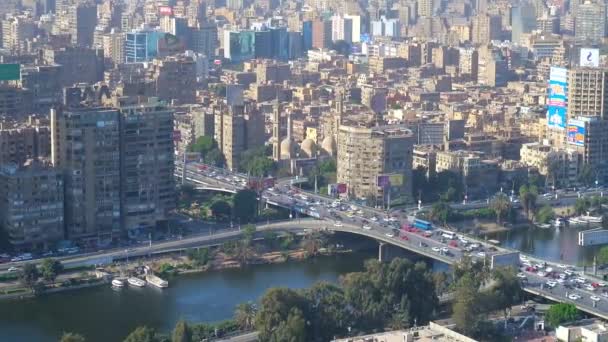 Cairo Mısır Aralık 2017 Havadan Görünümü Binalar Giza Qasr Nil — Stok video