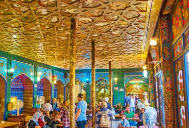 Interior of traditional Persian restaurant clipart